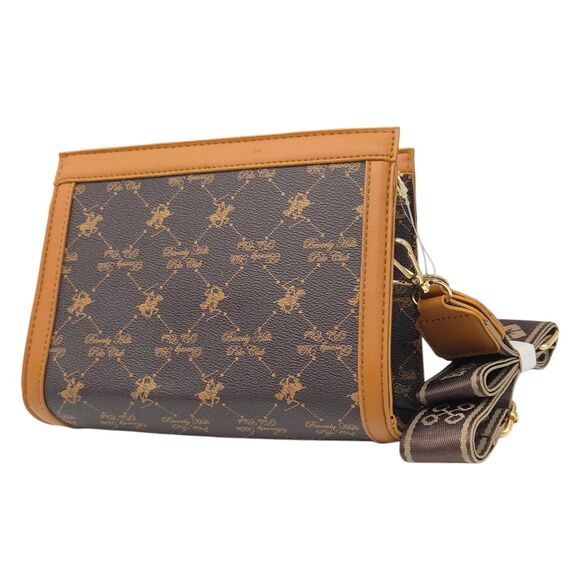 Beverly Hills Polo Club Crossbody Bag Faux Leather Brown Tan 7Hx8.5Lx3W Inch - Picture 3 of 12